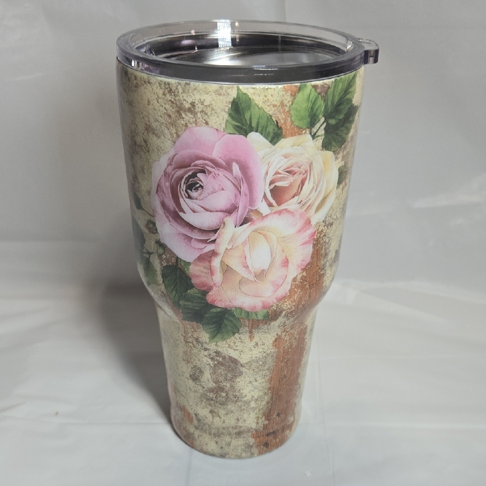 32oz Floral Insulated Tumbler with Lid